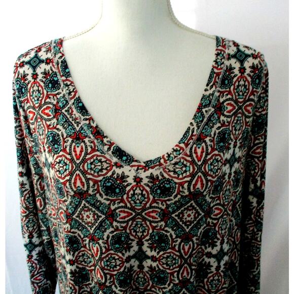 Artisan NY Women's Short Sleeve Blue & White Print Stretch Shirt Size Medium - Picture 2 of 9